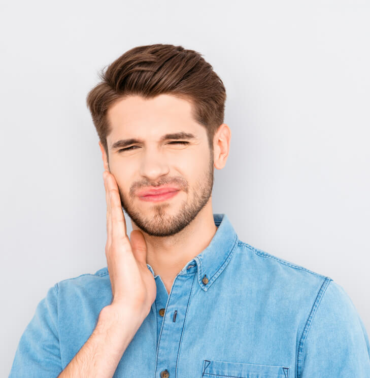 man with jaw pain